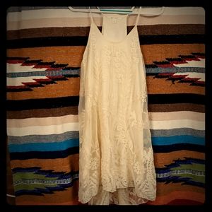 Cream lace dress size large L sphagetti strap
